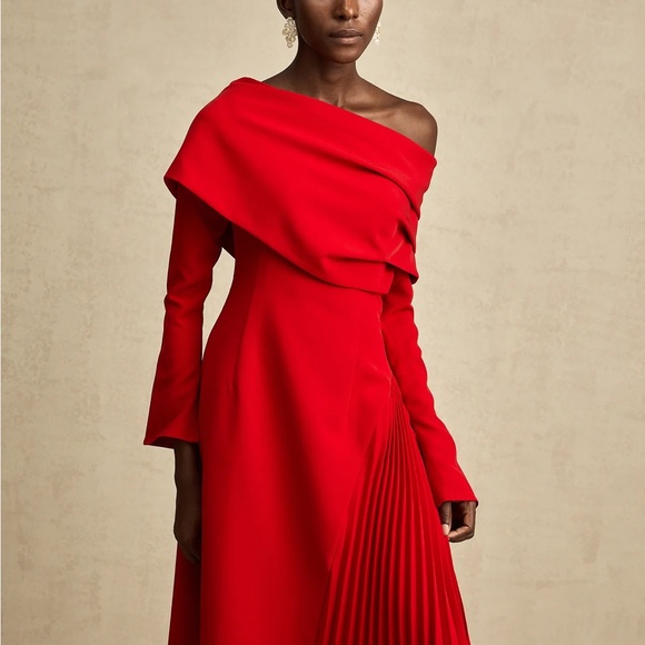 Miss Rosier Valentino Elegant Red Off-Shoulder Dress - Picture 9 of 10